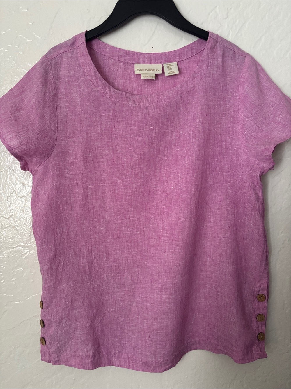 Cynthia Rowley Lavender-Pink  Short Sleeve Top 100% Linen